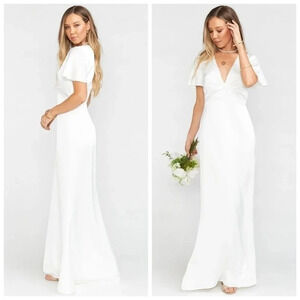 NWT Show me your MuMu Best Day Wedding Ivory Luxe Satin Rome Twist Gown